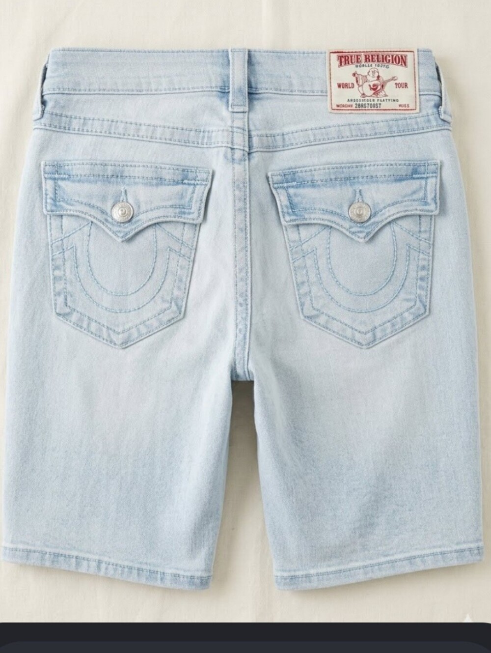 True Religion Women's  Size 26 Light Wash Mid Rise Stretch Denim Jean Short